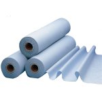 Draps d'examen plastifis bleus 50x38cm 68m 180 feuilles - carton de 6 rouleaux