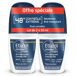 Etiaxil déodorant men anti - transpirant contrôle 48h roll - on lot de 2 x 50ml Etiaxil déodorant men anti - transpirant contrôle 48h roll - on lot de 2 x 50ml
