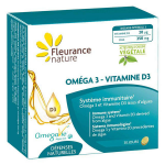 Fleurance nature - dfenses naturelles - omega 3 vitamine d3 - 30 capsules