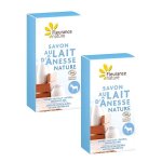 Fleurance nature savon au lait d'anesse neutre bio lot de 2 pains de 100 g
