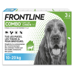 Frontline combo chien 10 - 20kg - anti - puces anti - tiques pour chien m - 3 pipettes