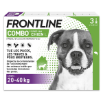 Frontline combo chien 20 - 40kg - anti - puces anti - tiques pour chien l - 3 pipettes