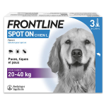 Frontline spot on chien - anti - puces anti - tiques pour chien l 20 - 40kg - 3 pipettes