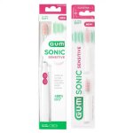 Gum brosse � dents electrique n�4101 sonic sensitive ultra soft + recharge 2 unit�s