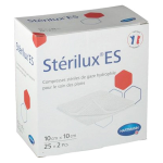 Hartmann sterilux - es compresse de gaze hydrophile strile 8 plis 17 fils 10 x 10cm 25 units