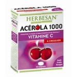 Herbesan acrola 1000 vitamine c  croquer got fruits rouges 30 comprims