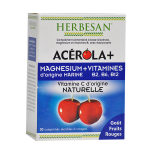 Herbesan acerola + magnsium fruits rouges 30 comprims  croquer