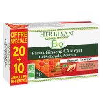 Herbesan ginseng gele royale acrola bio 20 ampoules + 10 offertes