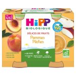 Hipp bio dlices de fruits pot pommes pches + 4m 2 x 190g