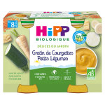 Hipp bio dlices du jardin pot gratin de courgettes petis lgumes + 8m 2 x 190g