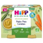 Hipp bio dlices du jardin pot petits pois carottes + 6m 2 x 190g