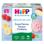 Hipp bio délices de lait brassé pommes bananes framboises + 6m 4 x 100g Hipp bio délices de lait brassé pommes bananes framboises + 6m 4 x 100g