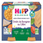 Hipp bio mon d�ner bonne nuit bol gratin de lasagnes au c�leri + 8m lot de 2 x 190g