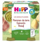 Hipp bio les menus plaisirs pot pinards pommes de terre b?uf + 12m 2 x 250g