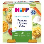 Hipp bio les menus plaisirs pot fettucine lgumes colin + 12m 2 x 250g