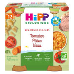 Hipp bio les menus plaisirs pot tomates ptes veau + 12m 2 x 250g