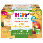 Hipp bio mes premiers fruits pot diversification pommes poires bananes pches pommes raisins + 4m 4 x ...