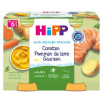 Hipp bio mon premier poisson pot carottes pommes de terre saumon + 6m 2 x 190g