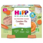 Hipp bio ma premire viande pot carottes riz veau + 6m 2 x 190g