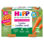 Hipp p'tits veggies carottes lentilles corail + 6m 2 x 125g
