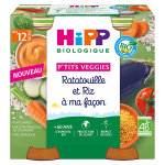 Hipp p'tits veggies ratatouille et riz à ma façon + 12m 2 x 250g Hipp p'tits veggies ratatouille et riz à ma façon + 12m 2 x 250g