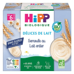 Hipp semoule au lait entier d�s 6 mois coupelles 4 x100g