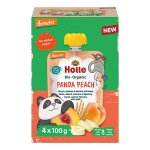 Holle panda peach gourde multipack demeter 4 x 100 grammes