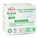 Love & green tampon coton bio voile anti - peluches super 16 unit�s