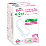 Love & green serviettes hypoallergéniques maxi normal 16 unités Love & green serviettes hypoallergéniques maxi normal 16 unités