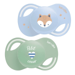 Luc et la collection 2 sucettes anatomiques tetine extra - slim 0 - 6 mois renard