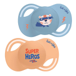 Luc et la collection 2 sucettes anatomiques tetine extra - slim + 18 mois heros
