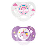 Luc et la sucette silicone anatomique edition limite duo licorne arc en ciel + 18mois