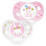 Luc et léa sucette silicone edition limitée duo lapin petit coeur 0 - 6mois Luc et léa sucette silicone edition limitée duo lapin petit coeur 0 - 6mois