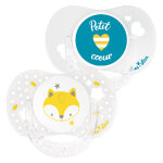 Luc et léa sucette silicone edition limitée duo renard petit coeur 0 - 6mois Luc et léa sucette silicone edition limitée duo renard petit coeur 0 - 6mois