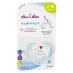 Luc et léa sucette silicone symétrique avec anneau j'aime mon parrain 6 - 18m Luc et léa sucette silicone symétrique avec anneau j'aime mon parrain 6 - 18m