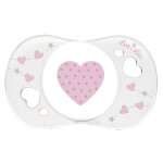 Luc et la sucette silicone symtrique coeur rose 0 - 2m