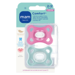 Mam sucette comfort rose - 2 - 6 mois - silicone - bte x2