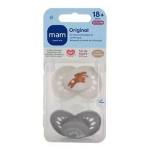 Mam sucette original nature 18 + mois silicone motifs lapin arc - en - ciel x2