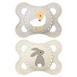 Mam sucette original nature 2 - 6 mois silicone motif mouton et lapin x2