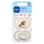 Mam sucette original nature 6 + mois silicone motif lapin arc en ciel x2