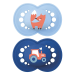 Mam sucette original nature 6 + mois silicone motif renard tracteur x2