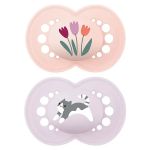 Mam sucette original nature 6 + mois silicone motif tulipe chat x2