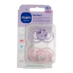 Mam sucette perfect animaux 18 + mois silicone motif fleurs chats x2