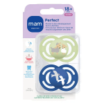 Mam sucette perfect animaux 18 + mois silicone motif moutons oiseaux x2