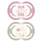 Mam sucette perfect nuit anatomique silicone dream big little one et etoile + 18m lot de 2