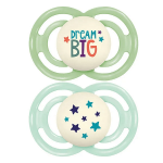 Mam sucettes perfect nuit tend 18 + silicone motifs dream big  vert et etoile x2