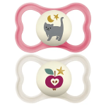 Mam sucettes supreme nuit 18 + silicone motifs chat et pomme x2