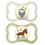 Mam sucettes supreme nuit 18 + silicone motifs mouton et cheval x2