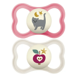 Mam sucette supreme nuit 6 + mois silicone motif chat et pomme x2