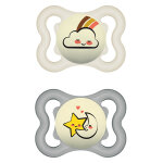 Mam supreme sucette nuit physiologique + 2m nuage arc - en - ciel lune lot de 2 + bo�te de st�rilisation ...